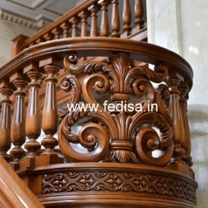 Premium Brass Wood Staircase Railings with Elegant Finish No-3293