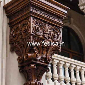 Modern Brass Wood Balcony Safety Fence Inspiration No-3296