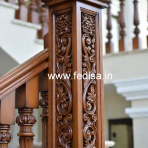 Modern Brass Wood Stair Railing Design No-3302