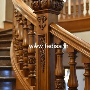 Elegant Brass Wood Staircase Railings No-3305