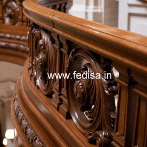 Decorative Brass Wood Railing Design No-3308