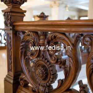 Brass Wood Staircase Banister Design No-3321