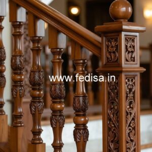 Decorative Brass and Wood Balcony Railings No-3322