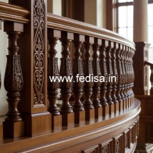 Modern Brass Wood Balcony Design No-3329