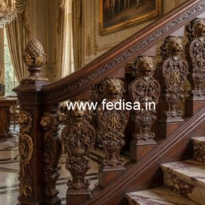 Stylish Brass Wood Balcony Railings No-3338