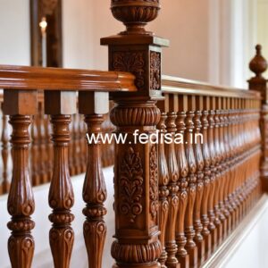 Premium Brass Wood Interior Stair Railings No-3341
