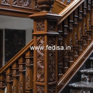 Stylish Brass Wood Railings with Glass No-3344
