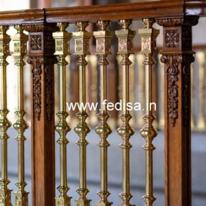 Brass Wood Staircase Design for Duplex Homes No-3361