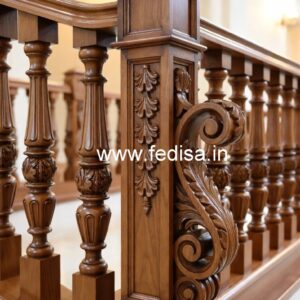 Modern Brass Wood Stair Railings with Glass No-3365