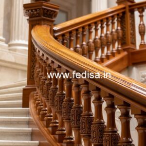Elegant Brass Wood Staircase Interior Ideas No-3388