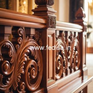 Luxury Brass Wood Balcony Railings with Glass No-3393