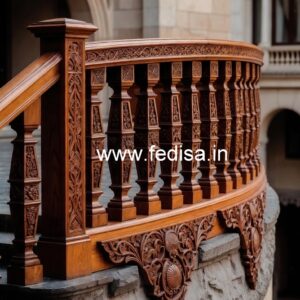 Stylish Brass Wood Railings with Artistic Finish No-3404