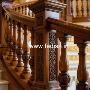 Brass Wood Staircase Side Railings for Villas No-3414