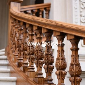Modern Brass Wood Staircase with Rich Finish No-3421