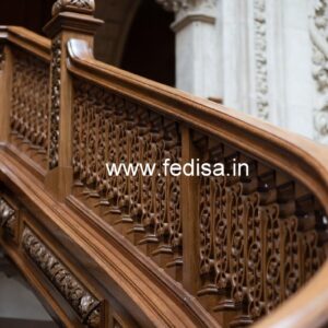 Elegant Brass Wood Staircase Design for Interiors No-3446