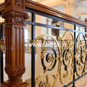 Modern Brass Wood Handrails for Luxury Villas No-3454