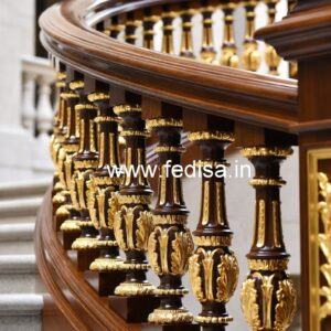 Modern Brass Wood Balcony Railings with Artistic Touch No-3466
