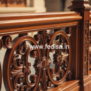 Decorative Brass Wood Handrails with Glass Panels No-3472