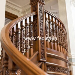 Stylish Brass Wood Railings for Rich Interiors No-3475
