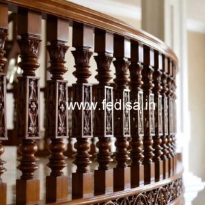 Elegant Brass Wood Balcony Safety Railings No-3476
