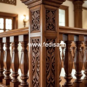 Modern Brass Wood Balcony Handrails with LED Lights No-3488