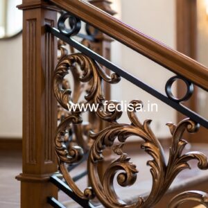 Elegant Brass Wood Handrail Collection for Interiors No-3494