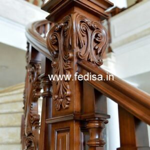 Modern Brass Wood Staircase Railings with Golden Touch No-3495