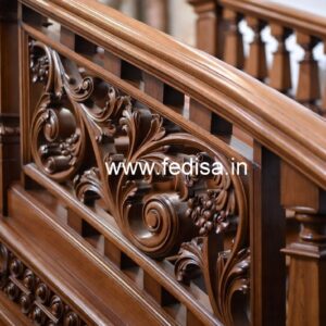Brass Wood Railing Design for Modern Staircase No-3501