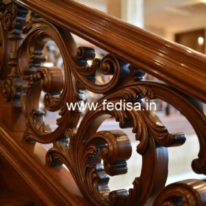 Elegant Brass Wood Staircase Fence Design No-3504