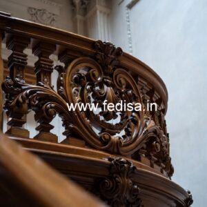 Decorative Brass Wood Interior Stair Railings No-3505