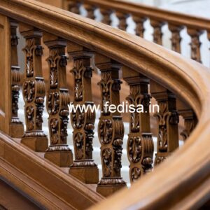 Modern Brass Wood Staircase with Glass Railings No-3507