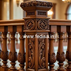 Stylish Brass Wood Balcony Design for Homes No-3513