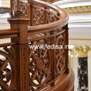 Elegant Brass Wood Railings for Balcony Design No-3544