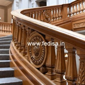 Modern Brass Wood Staircase Side Fence Inspiration No-3566