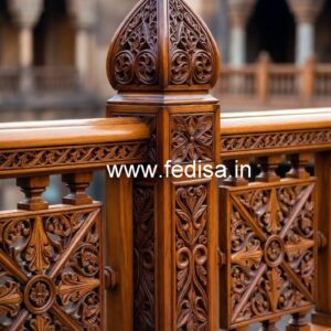 Stylish Brass Wood Balcony Railings with Artistic Finish No-3585