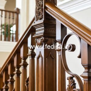 Elegant Brass Wood Staircase Handrails Collection No-3586