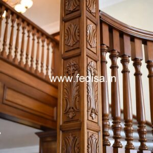 Luxury Brass Wood Railings with Contemporary Style No-3595