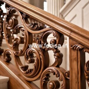 Modern Brass Wood Balcony Safety Fence Inspiration No-3596