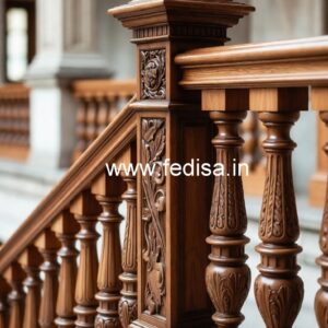 Decorative Brass and Wood Balcony Railings No-3622