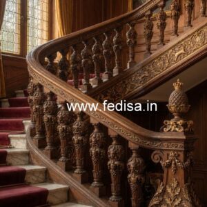 Modern Brass Wood Balcony Design No-3629