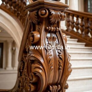 Brass Wood Staircase with Golden Finish No-3635