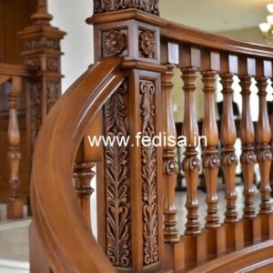 Modern Brass Wood Stair Railings with Glass No-3665