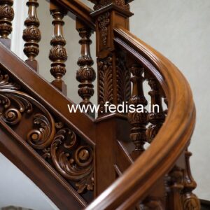 Luxury Brass Wood Balcony Railings with Glass No-3693