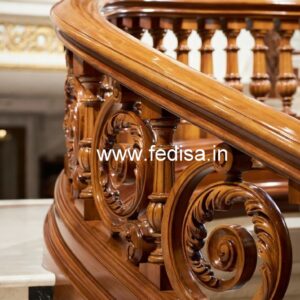 Modern Brass Wood Handrails for Duplex House No-3695