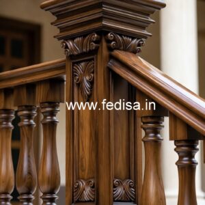 Brass Wood Staircase Design for Luxury Villas No-3701