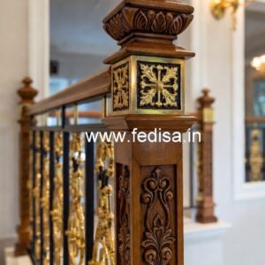 Stylish Brass Wood Stair Railings with Modern Look No-3723