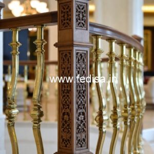 Premium Brass Wood Balcony Handrails No-3730