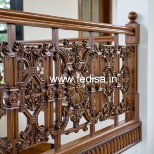 Premium Brass Wood Balcony Railings for Villas No-3748