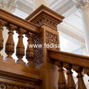 Luxury Brass Wood Staircase Handrails for Duplex No-3768