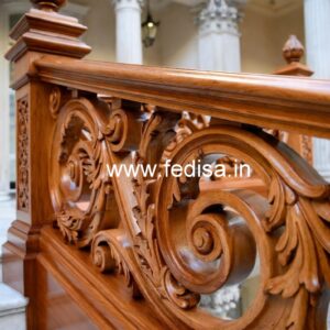 Decorative Brass Wood Handrails with Glass Panels No-3772